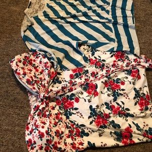 Sleeveless blouse, and Lacey striped blouse